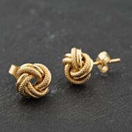 Pre-Owned Yellow Gold Textured & Polished Knot Stud Earrings 41174145