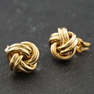 Pre-Owned 9ct Yellow Gold Double Strand Knot Stud Earrings 41174149