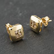 Pre-Owned 9ct Yellow Gold Diamond Cushion Shape Four Stone Stud Earrings 41174151