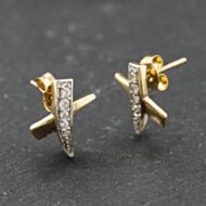 Pre-Owned Yellow Gold Cubic Zirconia Kiss Stud Earrings 41174177