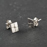 Pre-Owned White Gold Diamond Square Stud Earrings 41174183