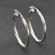 Pre-Owned White Gold Twist Hoop Earrings 41174187