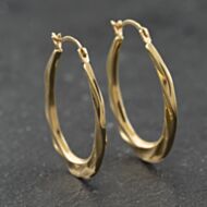 Pre-Owned Yellow Gold Oval Patterned Creole Earrings 41174193