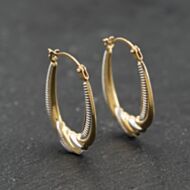 Pre-Owned Yellow Gold Oval Patterned Creole Earrings 41174201
