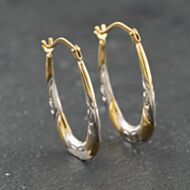 Pre-Owned Yellow Gold Oval Patterned Creole Earrings 41174203