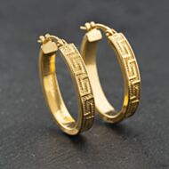 Pre-Owned Yellow Gold Greek Key Creole Earrings 41174207