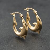 Pre-Owned Yellow Gold Dolphin Creole Earrings 41174208