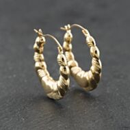 Pre-Owned Yellow Gold Heart Patterned Creole Earrings 41174229