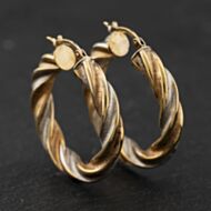 Pre-Owned 9ct Three Colour Gold 30mm Twist Hoop Earrings 41174230