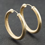 Pre-Owned Yellow Gold 25mm Patterned Hoop Earrings 41174237