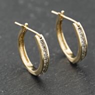 Pre-Owned 9ct Yellow Gold 15mm Diamond Hoop Earrings 41174248