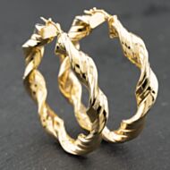 Pre-Owned 9ct Yellow Gold 45mm Twisted Hoop Earrings 41174252