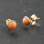 Pre-Owned 9ct Yellow Gold 6mm Coral Stud Earrings 41174255
