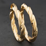 Pre-Owned 9ct Yellow Gold 64mm Twisted Hoop Earrings 41174265