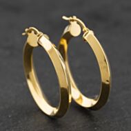 Pre-Owned 9ct Yellow Gold 29mm Faceted Hoop Earrings 41174268