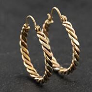 Pre-Owned 9ct Three Colour Gold 27mm Twisted Hoop Earrings 41174271