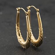 Pre-Owned 9ct Yellow Gold 33mm Ridged Creole Earrings 41174278