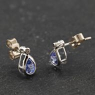 Pre-Owned 18ct White Gold Tanzanite & Diamond Teardrop 9mm Stud Earrings 41174292