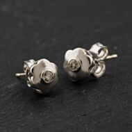 Pre-Owned 9ct White Gold 5.2mm 0.10ct Brilliant Cut Diamond Rubover Set Single Stone Stud Earrings 41174302