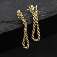 Pre-Owned 9ct Yellow Gold 28mm Twisted Rope Chain Dropper Earrings 41174318