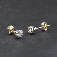 Pre-Owned 9ct Two Colour Gold 4.5mm Diamond Stud Earrings 41174319