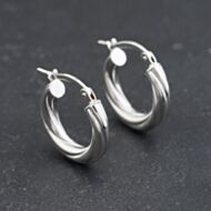 Pre-Owned 9ct White Gold 17mm Twisted Hoop Earrings 41174332