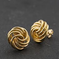 Pre-Owned 9ct Yellow Gold 17mm Four Strand Knot Stud Earrings 41174335