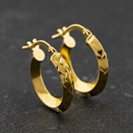 Pre-Owned Yellow Gold Patterned 17mm Hoop Earrings 41174349