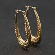 Pre-Owned Yellow Gold Patterned 33mm Creole Earrings 41174355