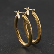 Pre-Owned 9ct Yellow Gold Twist 28mm Hoop Earrings 41174356