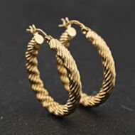 Pre-Owned 9ct Yellow Gold Patterned 27mm Hoop Earrings 41174359