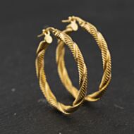 Pre-Owned Yellow Gold Twist 32mm Hoop Earrings 41174361