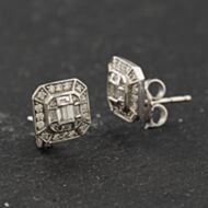 Pre-Owned 9ct White Gold Diamond Cluster Stud Earrings 41174366