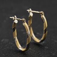 Pre-Owned Two Colour Gold 18mm Hoop Earrings 41174370