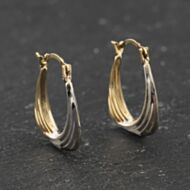 Pre-Owned Two Colour Gold 15mm Creole Earrings 41174383