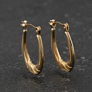 Pre-Owned Yellow Gold Patterned 17mm Creole Earrings 41174386