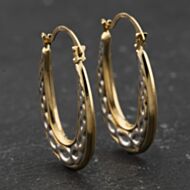 Pre-Owned Two Colour Gold Patterned 27mm Creole Earrings 41174391
