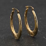 Pre-Owned Yellow Gold Patterned 24mm Creole Earrings 41174392