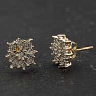 Pre-Owned 9ct Yellow Gold 0.18ct Diamond Cluster 11mm Stud Earrings 41174406