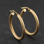 Pre-Owned Yellow Gold Patterned 24mm Hoop Earrings 41174429