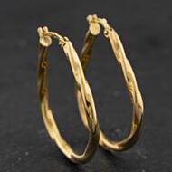 Pre-Owned 9ct Yellow Gold Twist 35mm Hoop Earrings 41174431