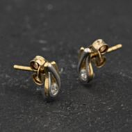 Pre-Owned Two Colour Gold Cubic Zirconia 7.7mm Stud Earrings 41174438