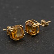 Pre-Owned Yellow Gold Citrine Cushion 8.2mm Stud Earrings 41174441
