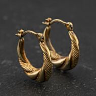 Pre-Owned Yellow Gold Fancy Twist Patterned 18.9mm Creole Earrings 41174444
