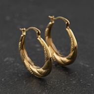 Pre-Owned Yellow Gold Patterned 19mm Creole Earrings 41174447