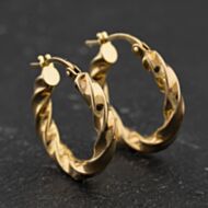 Pre-Owned Yellow Gold Twisted 18.6mm Hoop Earrings 41174459