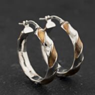 Pre-Owned 9ct Two Colour Gold Twisted 26mm Hoop Earrings 41174466