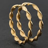 Pre-Owned 9ct Yellow Gold Large Twisted 47mm Hoop Earrings 41174467
