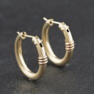 Pre-Owned Two Colour Gold Twist 20mm Hoop Earrings 41174472