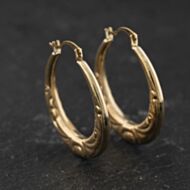 Pre-Owned Yellow Gold 24mm Patterned Creole Earrings 41174489